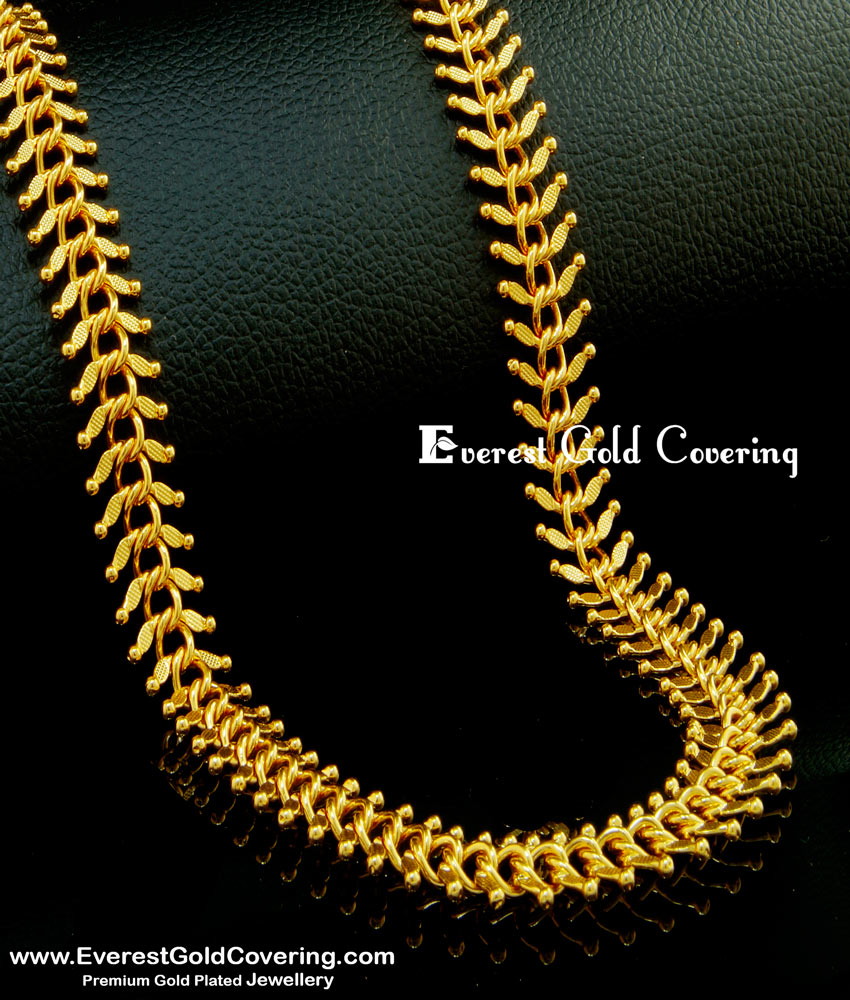 SHN038 - 18 Inches New Model Double Size Leaf Design Broad Designer Short Chain Guaranteed Jewellery Online