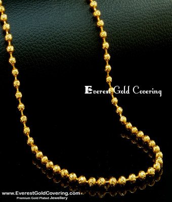 SHN036 - 18 Inches One Gram Gold Light Weight Designer Gold Balls Chain Design for Daily Use