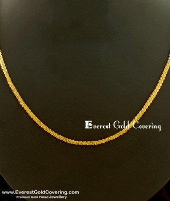SHN014 - Daily Wear Gold Plated Shiny Cutting Short Chain Design Online