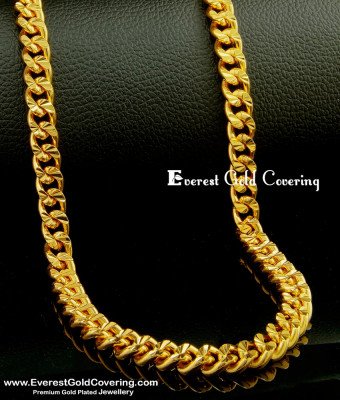 SHN060 - Heavy Gold Chain Design Cuban Link Chain for Men One Gram Gold Men Necklace Online