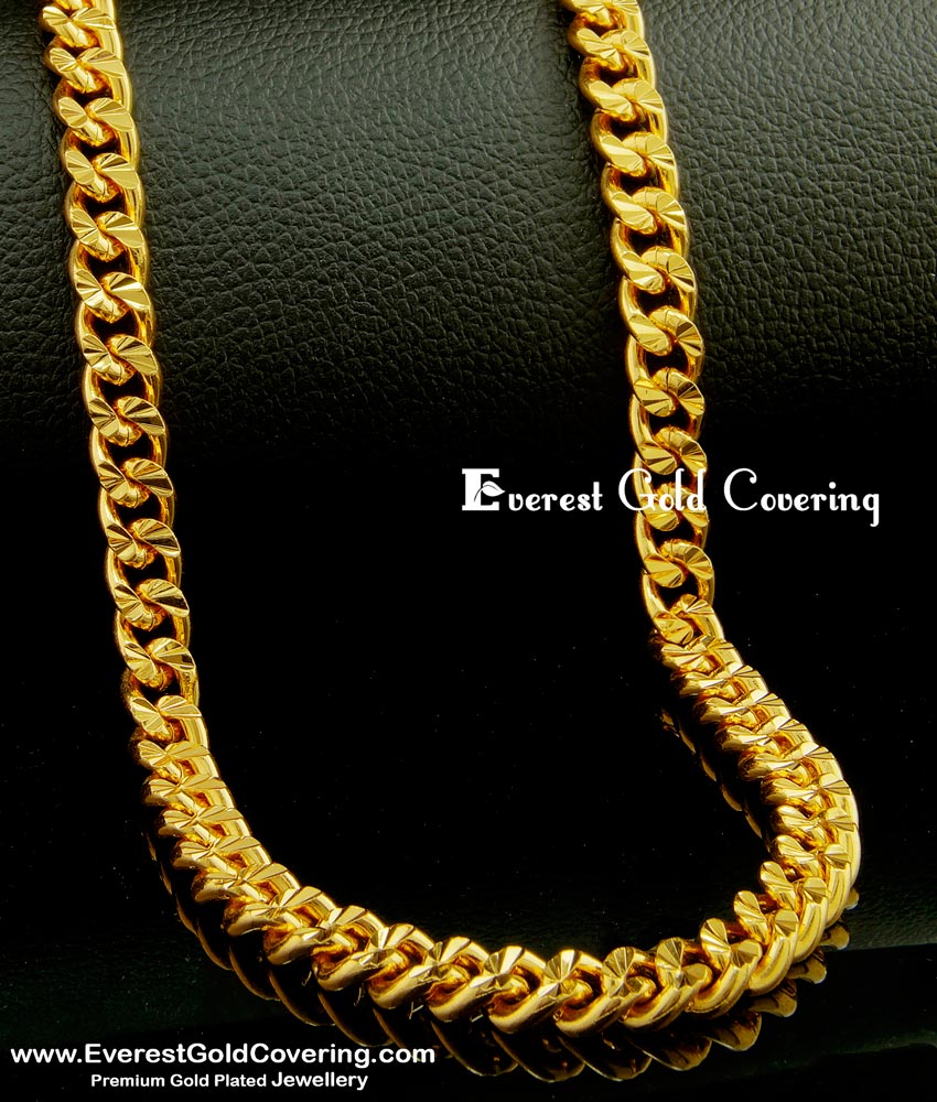 SHN060 - Heavy Gold Chain Design Cuban Link Chain for Men One Gram Gold Men Necklace Online