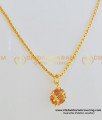 SCHN241 - Unique Small Round Ball Onion Pink Color Stone Pendant with One Gram Gold Daily Wear Chain