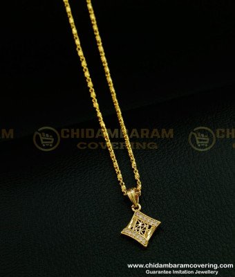 SCHN286 - 18 Inches Chain with Unique White Stone Dollar Chain for Girls