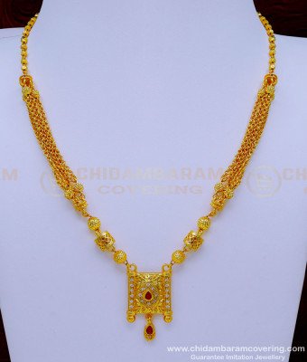 SCHN436 - Latest Gold Plated Short Chain With Pendant Designs for Girls 