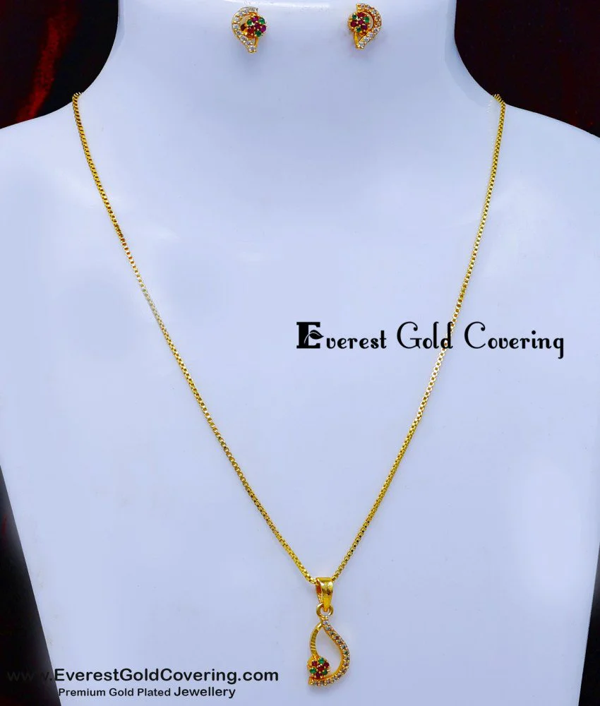 Use Pendant Set Buy American Diamond Daily Use Pendant Set Gold Design