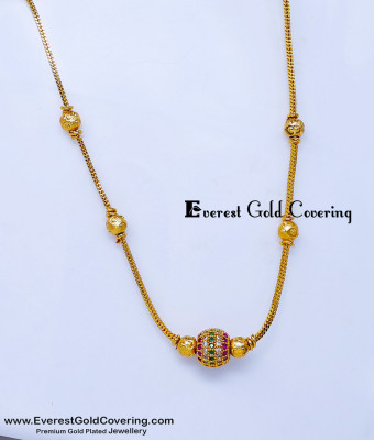 SCHN571 - Modern Single Stone Ball Pendant Chain Designs for Female