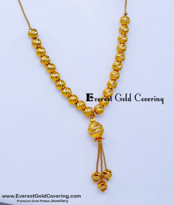 SCHN573 - Gold Plated Light Weight Balls Chain with Pendant