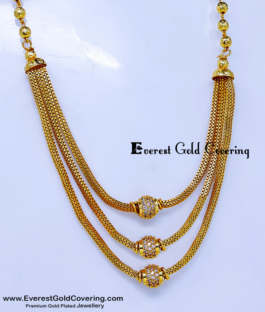 1gm gold plated 3 layer ball chain