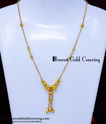 SCHN604 - Real Gold Look White Stone Pendant with Chain Necklace