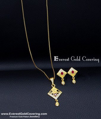 SCHN616 - Simple Daily Wear New Design Gold Small Pendant Sets