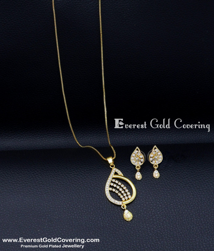 1 gram gold pendant chain set for women