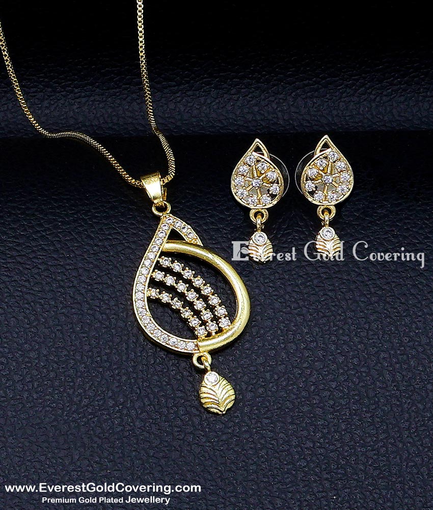 1 gram gold pendant chain set for women