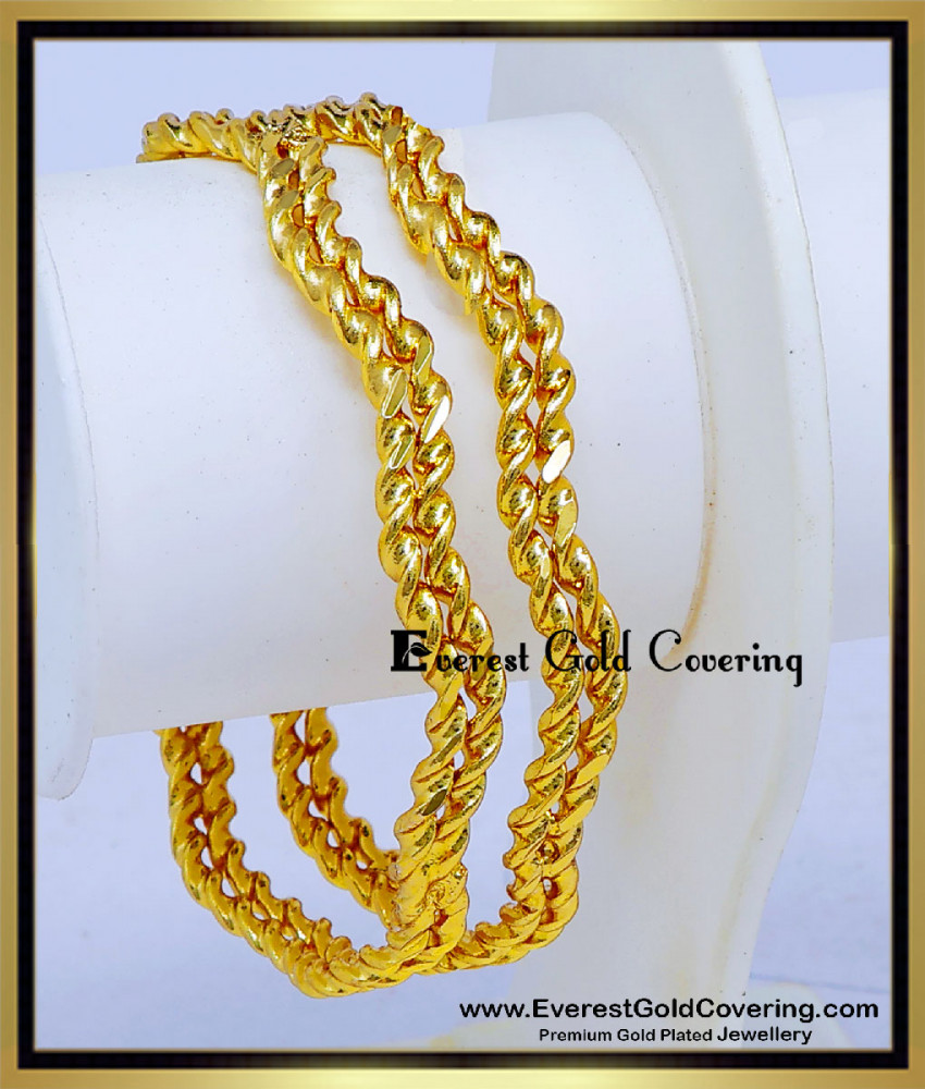 Real Gold Look Twisted Zig Zag Impon Bangles for Women