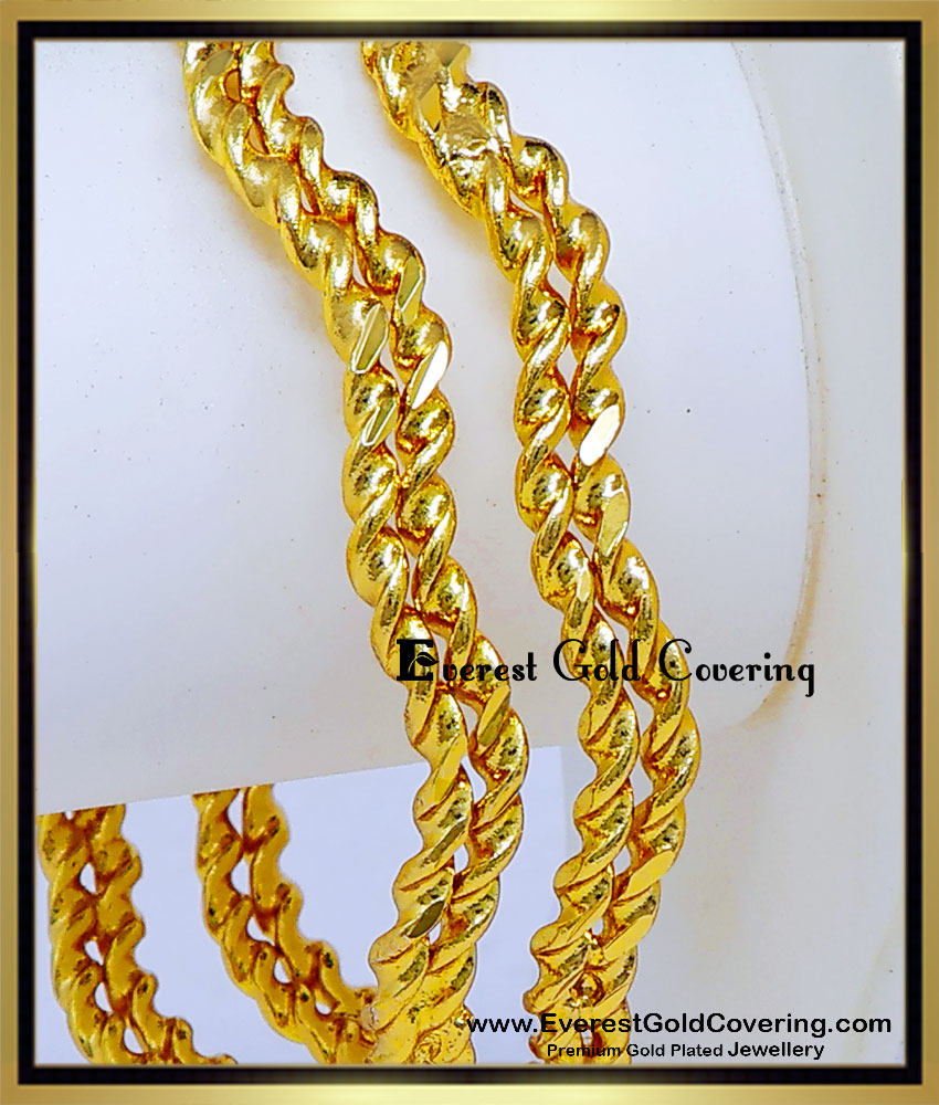 Real Gold Look Twisted Zig Zag Impon Bangles for Women