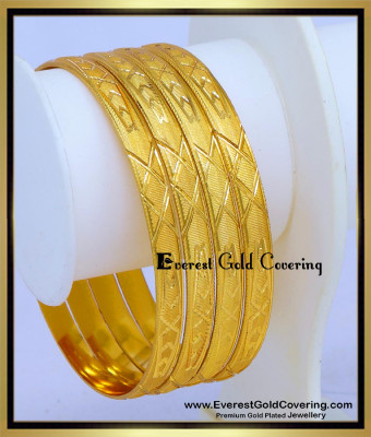 BNG1040 - 2.10 Simple Daily Wear 1 Gram Gold Plated 4 Bangles Set