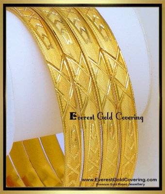 BNG1040 - 2.10 Simple Daily Wear 1 Gram Gold Plated 4 Bangles Set