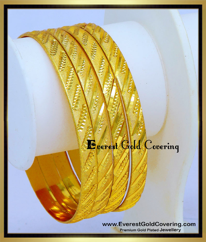 gold plated traditional 4 bangles set