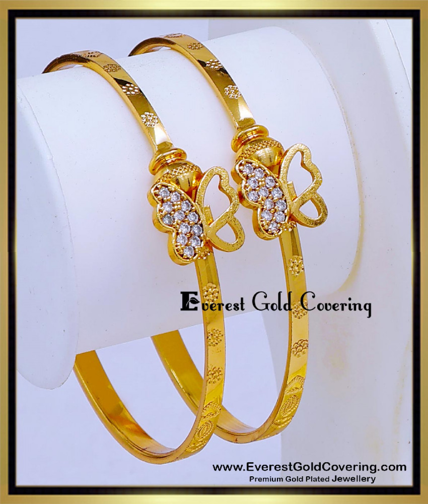 BNG1003 - 2.6 Elegant Butterfly Design Daily Use Gold Kappu Bangles