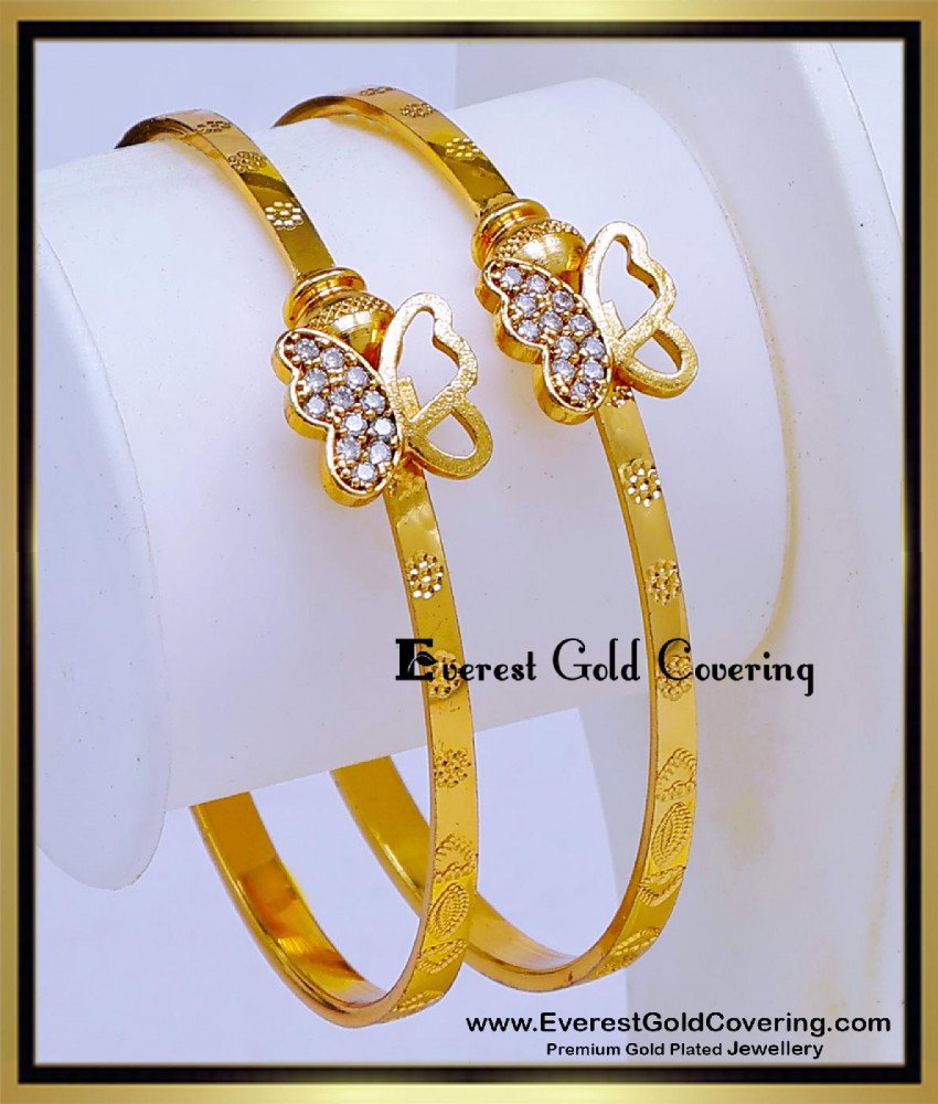 BNG1003 - 2.6 Elegant Butterfly Design Daily Use Gold Kappu Bangles