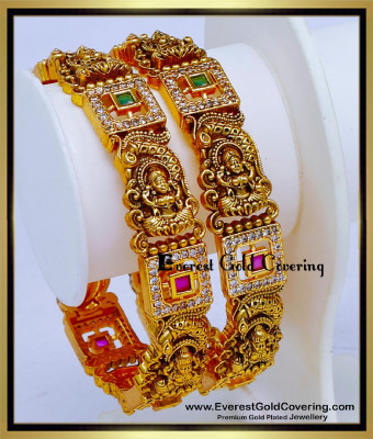 BNG1008 -2.6 Premium Antique Temple Jewelry Ad Stone Bangles Set