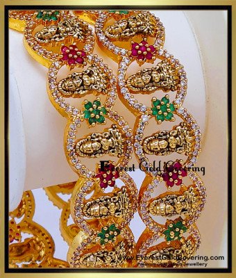 BNG1012 -2.8 High Quality Cz Stone Matte Lakshmi Motifs Bangles Set