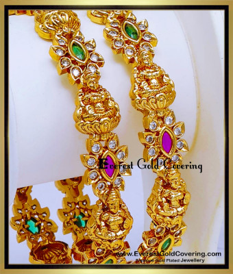BNG1013 -2.10 South Indian Matte Finish Cz Stone Lakshmi Bangles