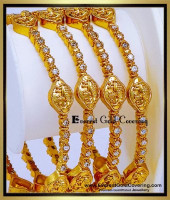 BNG1015 -2.8 Bridal Wear Elephant Design AD Matt 4 Bangle Set