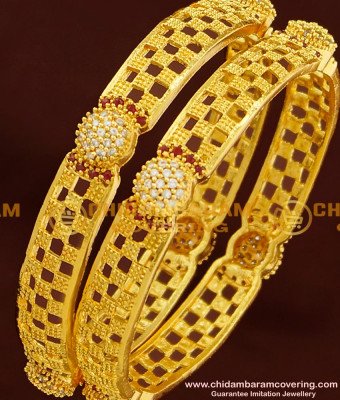 BNG177 - 2.6 Size New Fashion CZ Stone Bangles Design One Gram Gold Bangles Online
