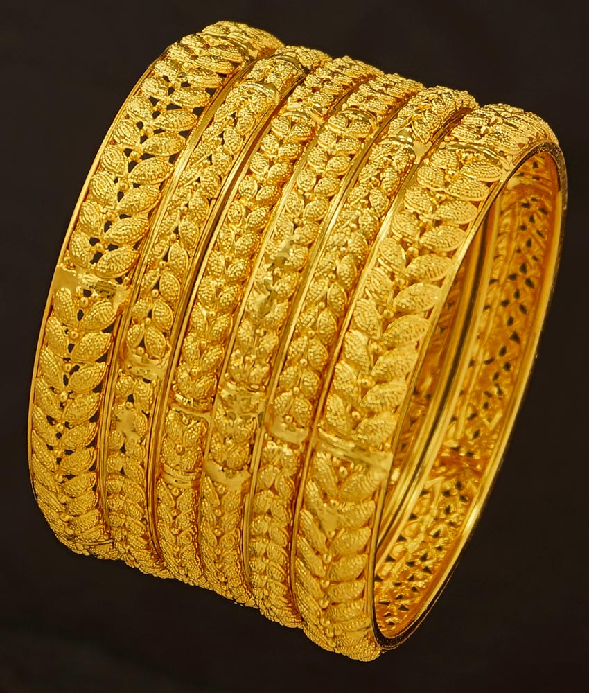 BNG188 - 2.4 Size Latest 6 Piece Bangles Set Bridal Wear Dye Gold Bangles for Wedding 