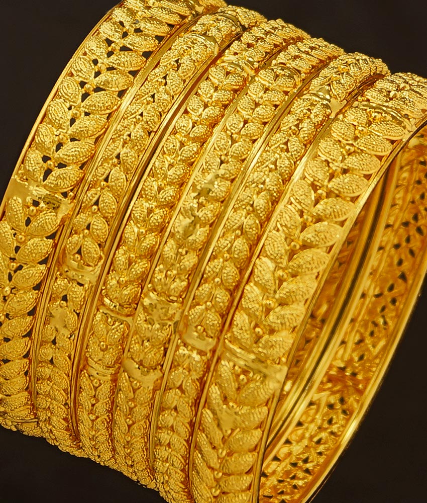 BNG188 - 2.4 Size Latest 6 Piece Bangles Set Bridal Wear Dye Gold Bangles for Wedding 