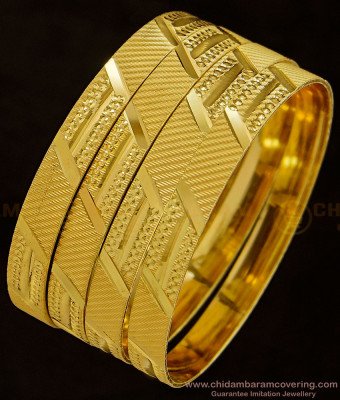 BNG351 - 2.8 Size Grand Look Bridal Wear New Model Gold Bangles Design Broad Bangles Set 