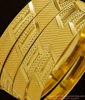 BNG351 - 2.8 Size Grand Look Bridal Wear New Model Gold Bangles Design Broad Bangles Set 