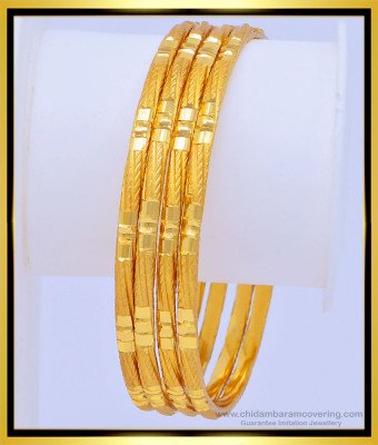 BNG454 - 2.4 Size Beautiful Matt Finish Gold Look One Gram Good Plain Bangles for Women 
