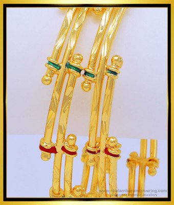 BNG464 - 2.4 Size Gold Look Bamboo Design Enamel Bangles 1 Gram Gold Plated Jewellery Online