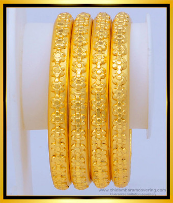 BNG472 - 2.8 Size Real Gold Look Gold Forming Plain Indian Wedding Bangles for Women 