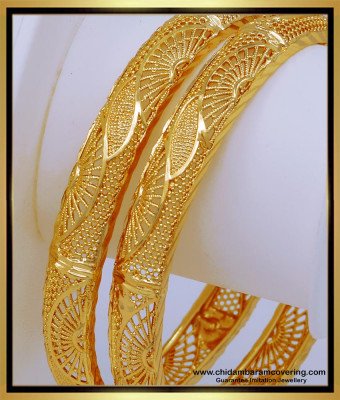 BNG546 - 2.4 Size One Gram Gold Bridal Wear Gold Bangles Design Buy Online