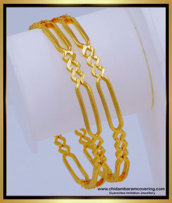 BNG590 - 2.8 Size Simple Daily Use Light Weight 1 Gram Gold Bangles Designs Buy Online