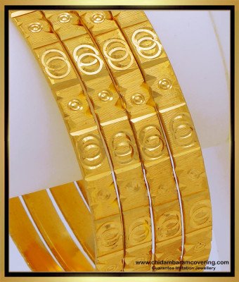 BNG624 - 2.8 Size New Model Gold Plated Plain Gold Bangles Designs for Daily Use