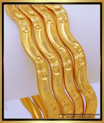BNG656 - 2.4 Size Simple Plain Gold Bangles Designs for Daily Use 