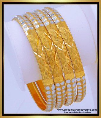BNG667 - 2.6 Size New Wedding Collection White Gold Bangles Designs 