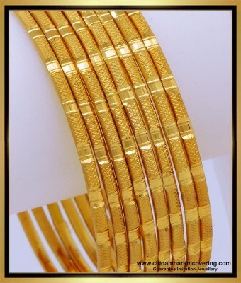 BNG669 - 2.8 Size 1 Gram Gold Jewellery Simple Gold Bangles for Daily Use