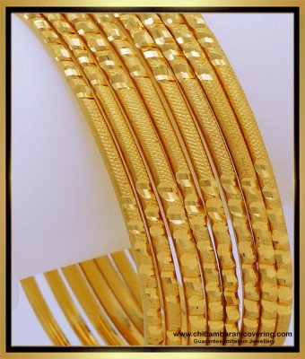 BNG671 - 2.8 Size South Indian Jewellery One Gram Gold Bangles Set