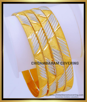 BNG676 - 2.10 Size Unique White Gold Bangles Designs for Ladies
