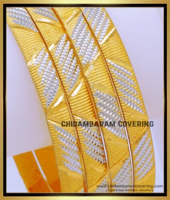 BNG676 - 2.10 Size Unique White Gold Bangles Designs for Ladies