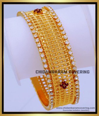 BNG682 - 2.6 Size Unique White Stone Single Kada Bangle Design