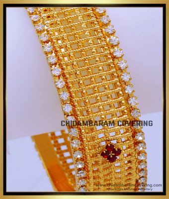 BNG682 - 2.6 Size Unique White Stone Single Kada Bangle Design