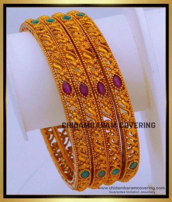 BNG687 -2.8 Size Premium Quality Temple Bangles Set for Women 