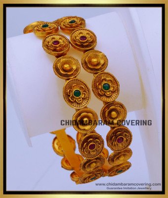 BNG698 -2.6 Size Unique Flower Design Antique Bangles Online Shopping 