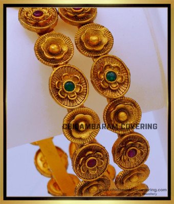 BNG698 -2.6 Size Unique Flower Design Antique Bangles Online Shopping 