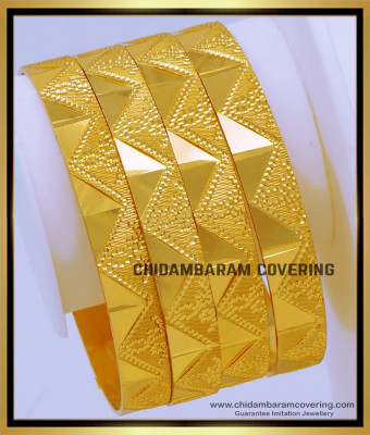 BNG708 - 2.4 Size Beautiful Gold Covering South Indian Bangles Set 
